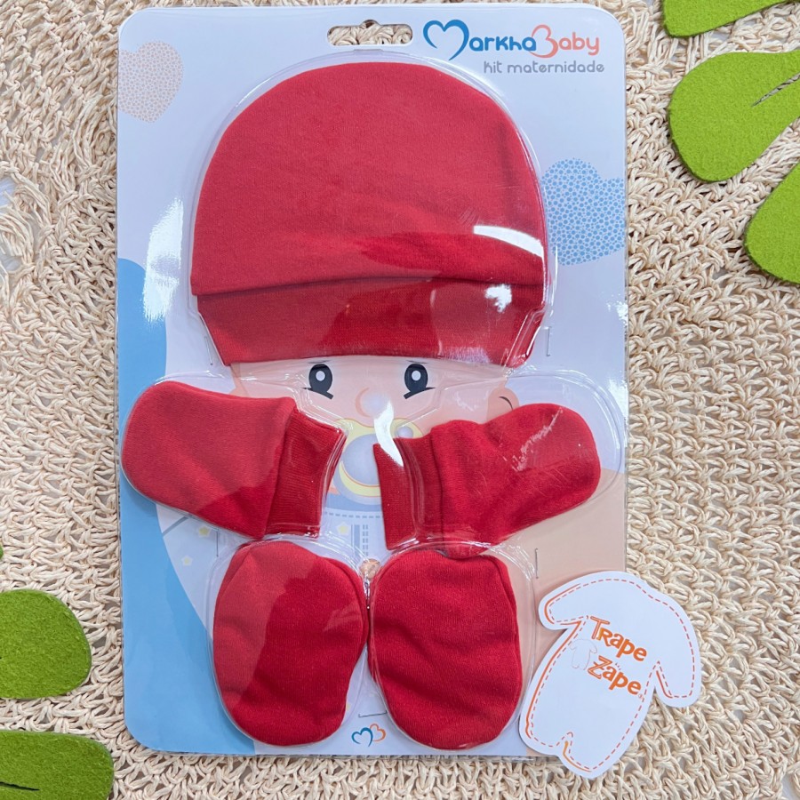 Kit Touca/Luva/Sapatinho - VERMELHO